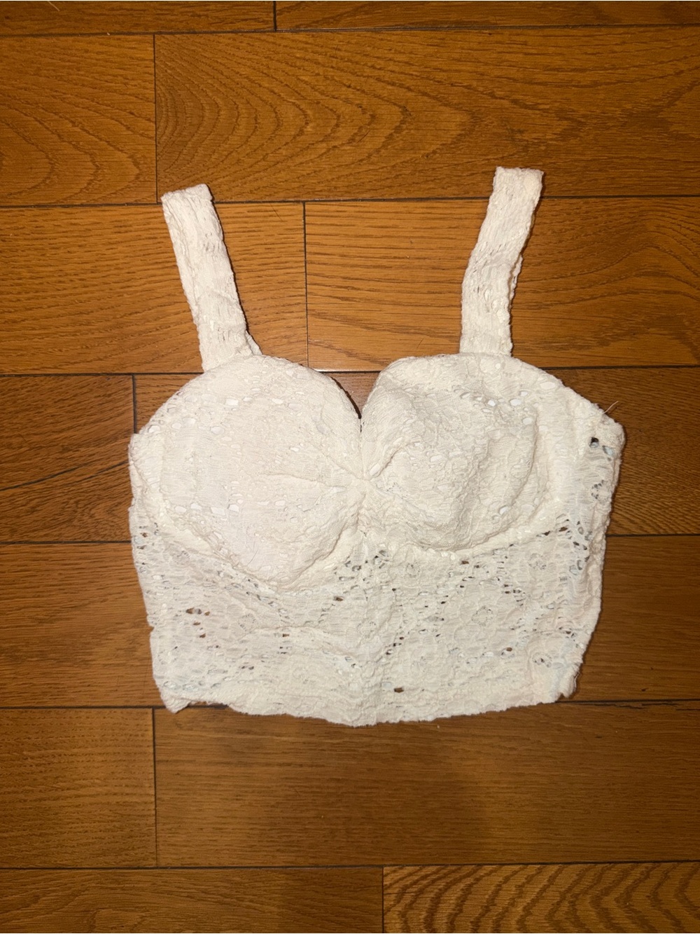 Body Central Lace Bustier Crop Top in White